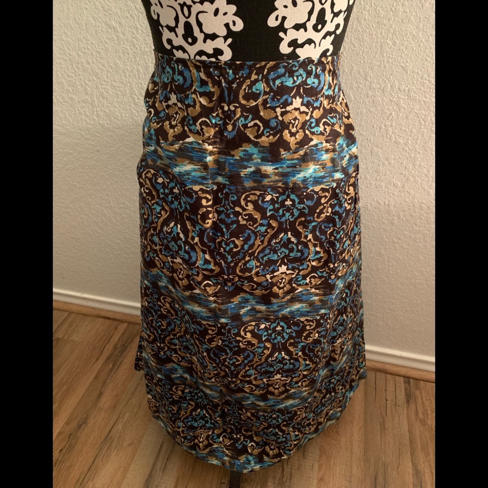 Plus Teal/Brown A-Line Skirt